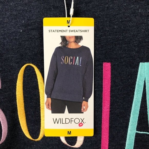 Wildfox Women's Blue Long Sleeve French Terry Statement Sweat Shirt - Picture 5 of 6